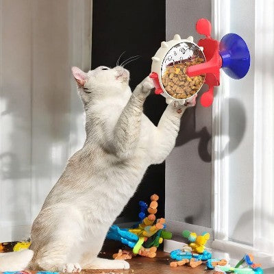 Distributeur de Croquettes - WhirlCatFeeder™ - Bleu & Rouge
