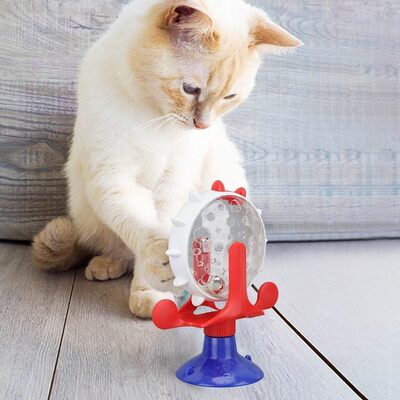 Distributeur de Croquettes - WhirlCatFeeder™ - Bleu & Rouge